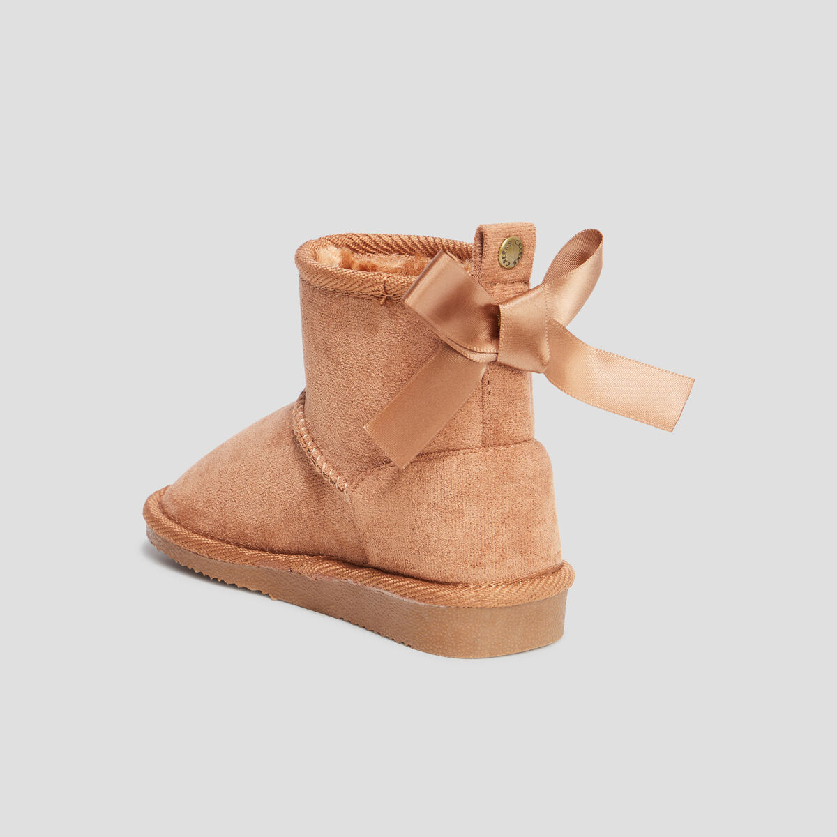 Bottines fourr&eacute;es avec noeud camel fille