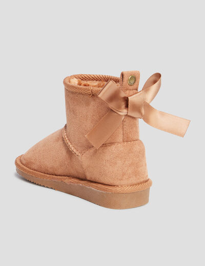 Bottines fourrées avec noeud camel fille