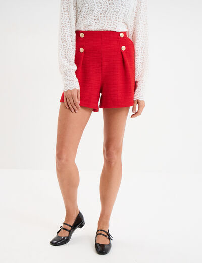 Short droit &agrave; pont rouge femme