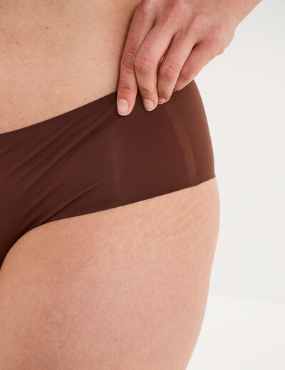 Shorty microfibre sans coutures marron femme