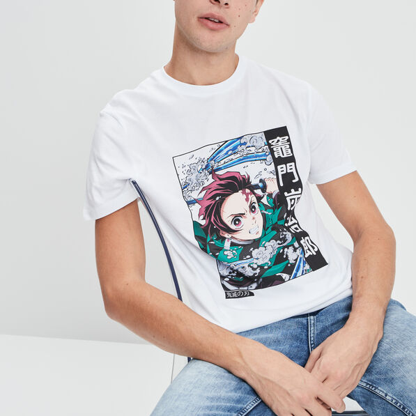 t shirt demon slayer blanc homme T-shirt Demon Slayer blanc homme