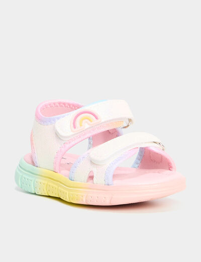 Sandales paillettes à scratchs multicolore bébé fille