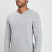 T-shirt manches longues col V gris clair homme