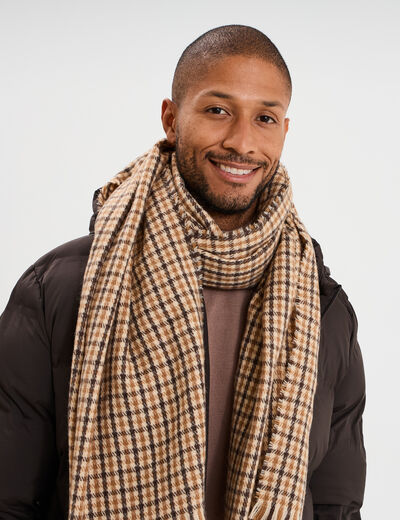 &Eacute;charpe avec bords &agrave; franges courtes sable homme