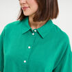 Chemise manches courtes lin m&eacute;lang&eacute; vert canard femme