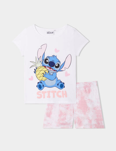 Ensemble pyjama short coton Stitch rose fushia fille