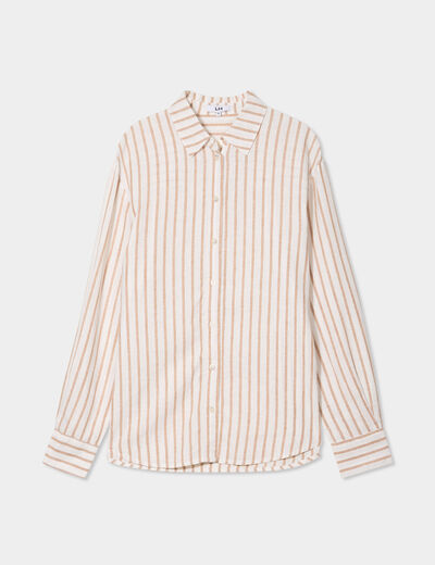 Chemise oversize lin mélangé blanc femme