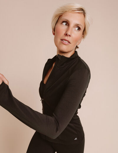 Veste de sport ajustée avec fermeture noir femme