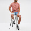Bermuda short droit en jean denim bleach homme