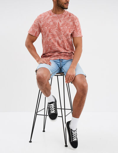 Bermuda short droit en jean denim bleach homme