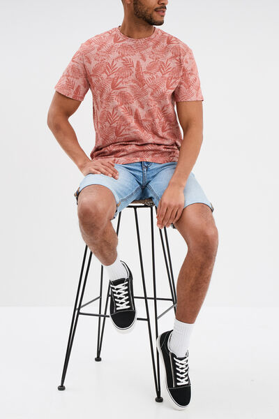 Bermuda short droit en jean denim bleach homme