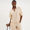 Chemise dos smock&eacute; manches courtes beige femme