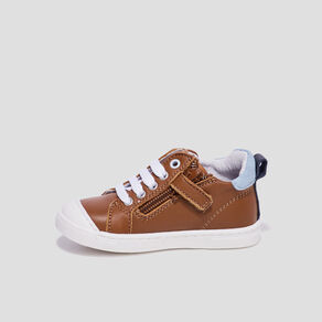 Bottillons zippés en cuir camel bébé garçon