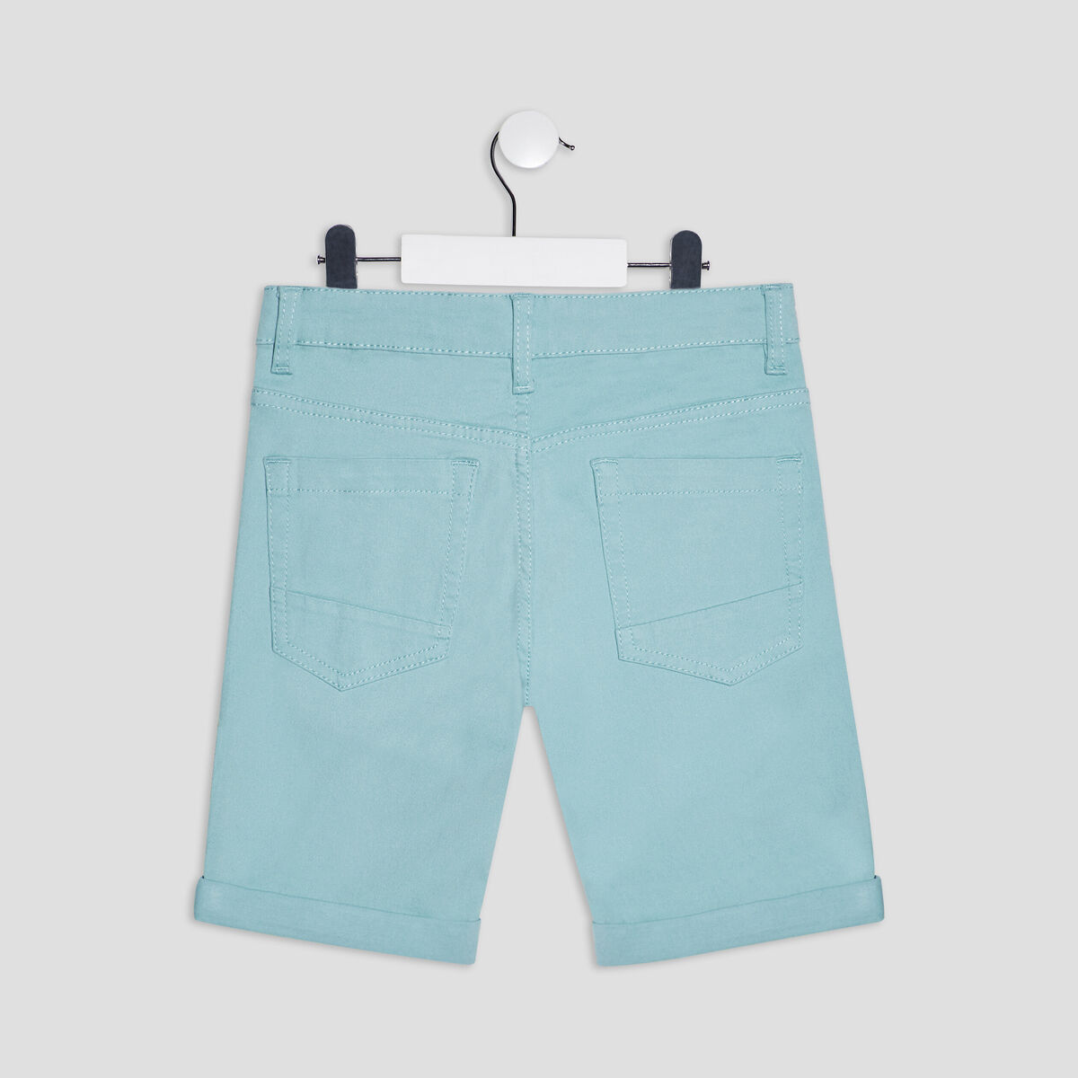 Bermuda droit ajusté à ourlets bleu gris garçon