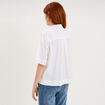 Chemise boxy manches coude boutonn&eacute;e blanc femme