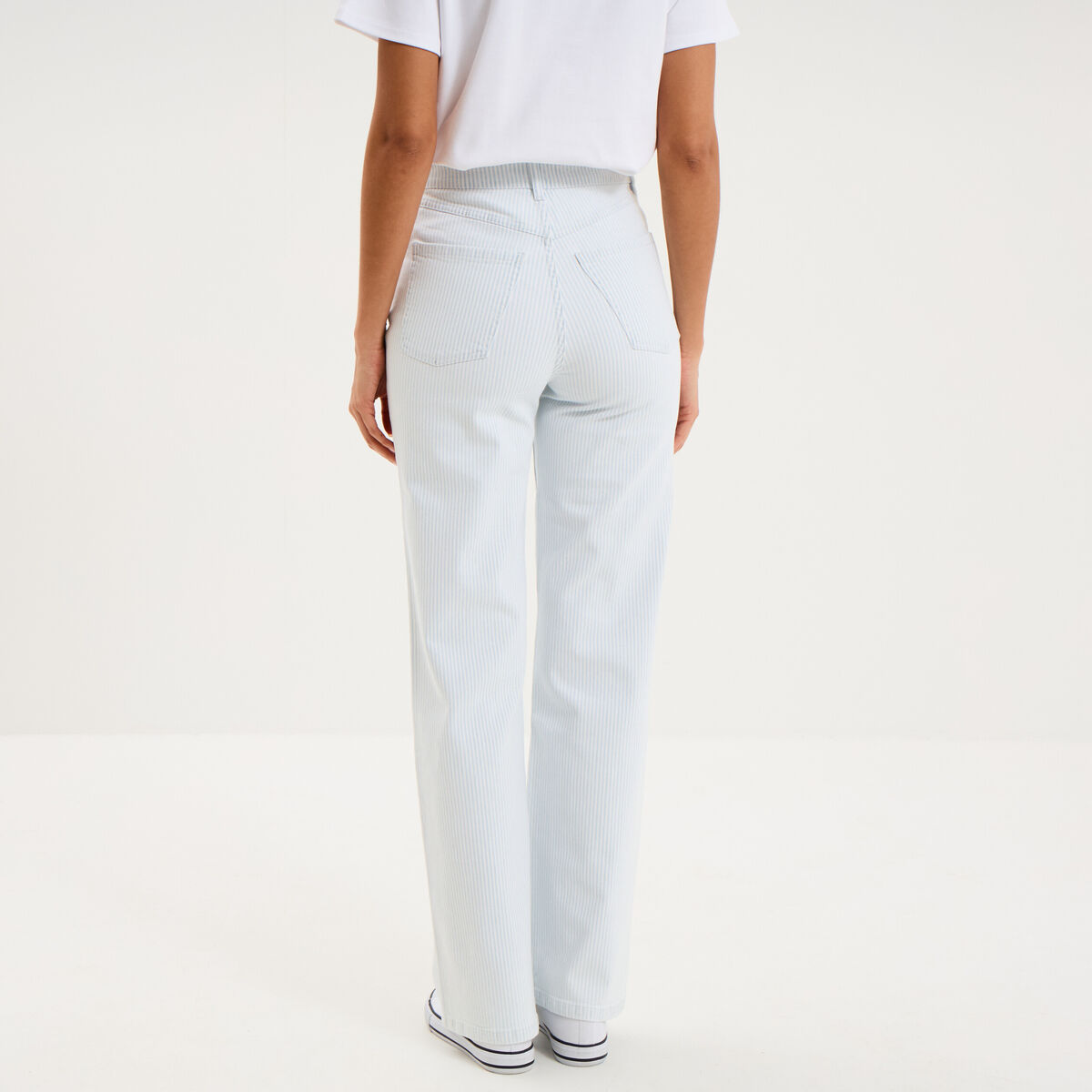 Jean droit taille haute coton blanc femme