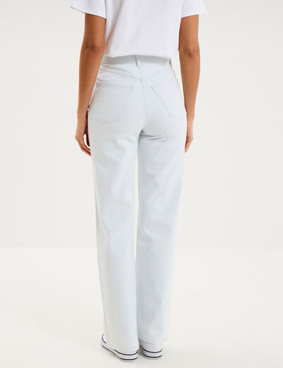 Jean droit taille haute coton blanc femme