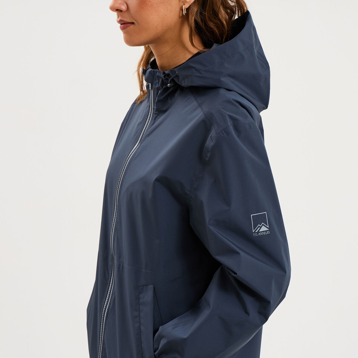 Parka longue imp&eacute;rm&eacute;able coupe-vent gris fonc&eacute; femme