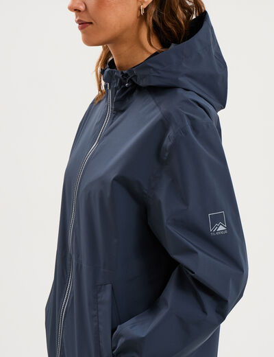 Parka longue imp&eacute;rm&eacute;able coupe-vent gris fonc&eacute; femme