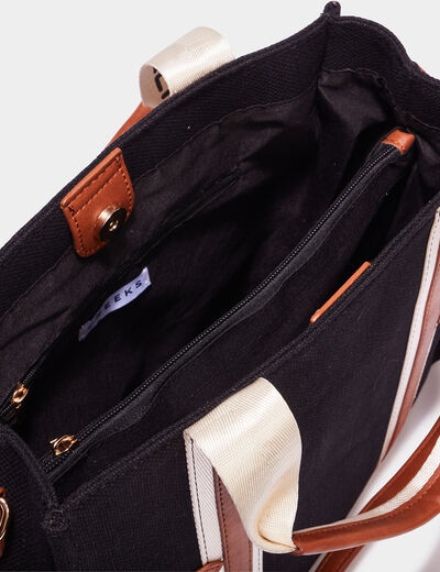 Sac &agrave; main avec bandouli&egrave;re noir femme