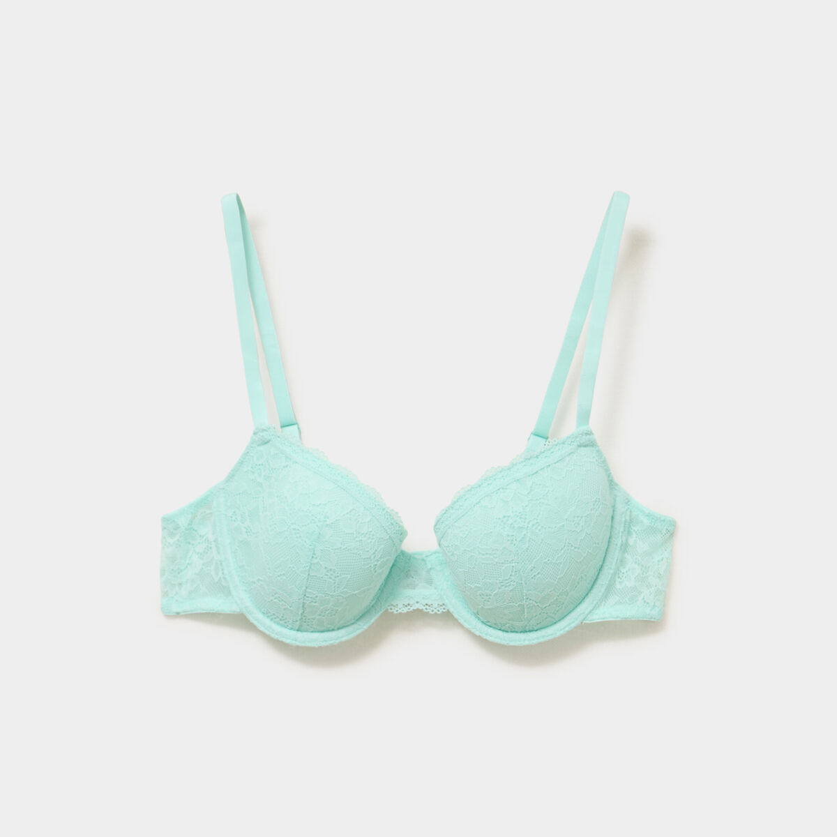 Soutien-gorge corbeille padd&eacute; dentelle vert turquoise femme