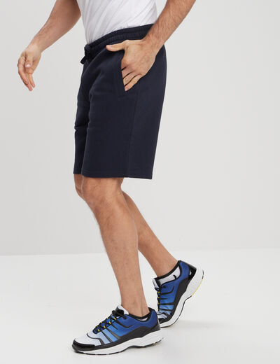 Short jogging molletonné droit bleu marine homme