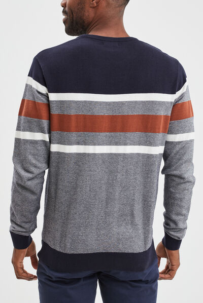 Pull col rond manches longues multicolore homme