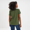 T-shirt col en V manches courtes vert kaki femme
