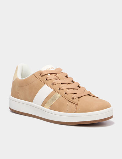 Tennis basses avec lacets sable femme