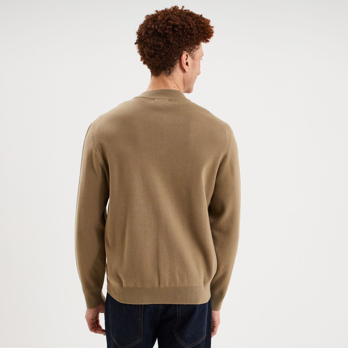 Gilet zipp&eacute; col teddy taupe homme