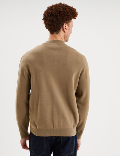 Gilet zipp&eacute; col teddy taupe homme