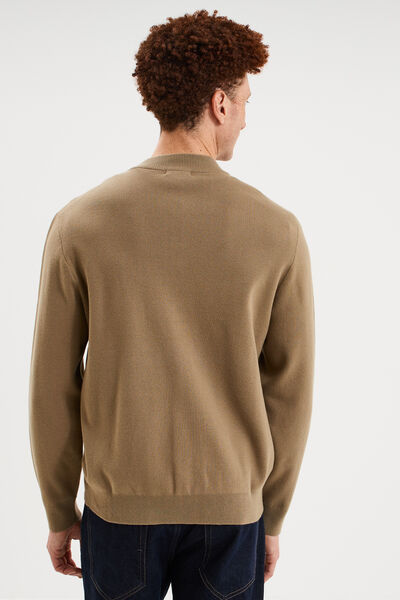Gilet zipp&eacute; col teddy taupe homme