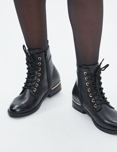Bottines zipp&eacute;es d&eacute;tail talon noir femme