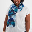Foulard bords à franges fines bleu electrique femme