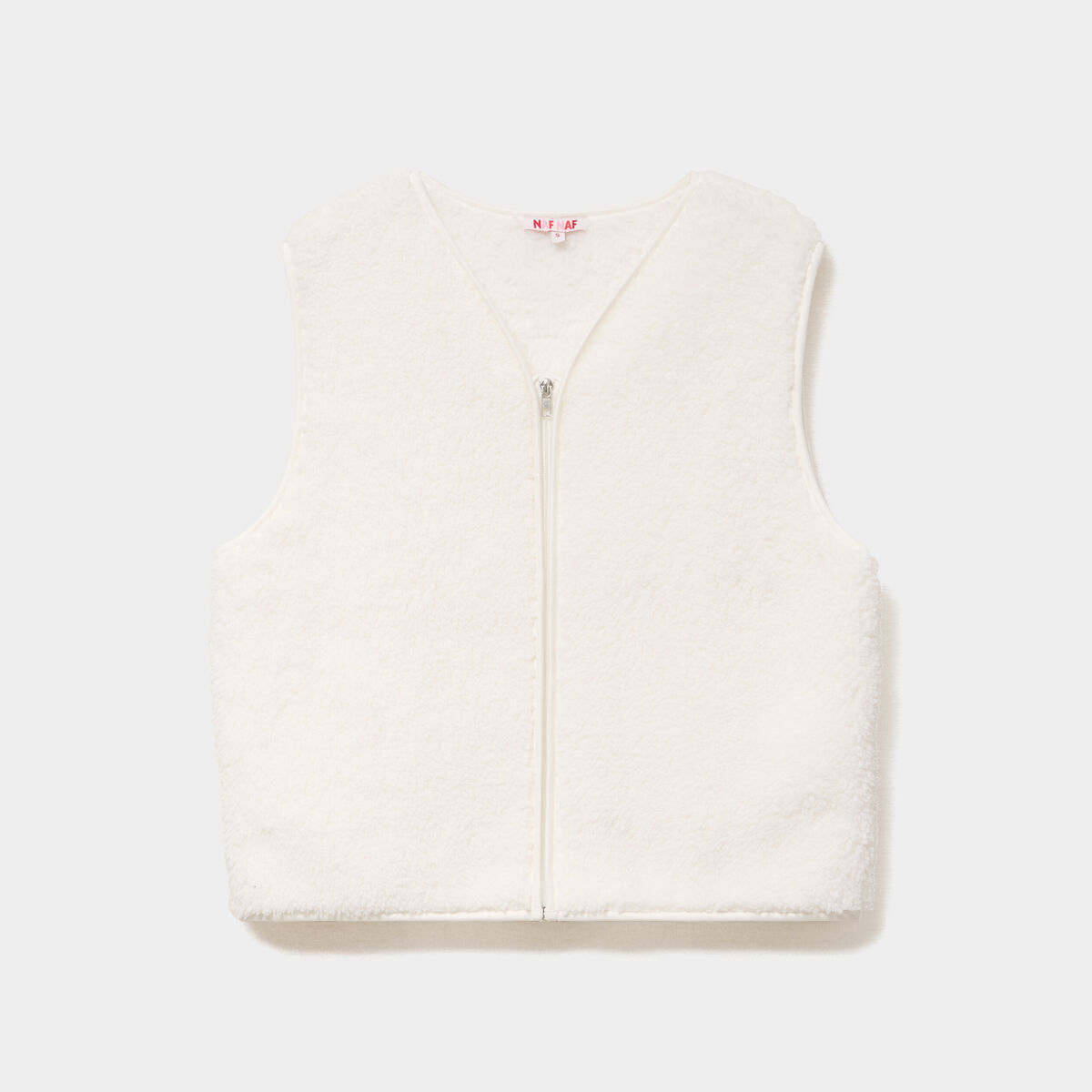 Gilet sans manches effet sherpa zipp&eacute; blanc femme