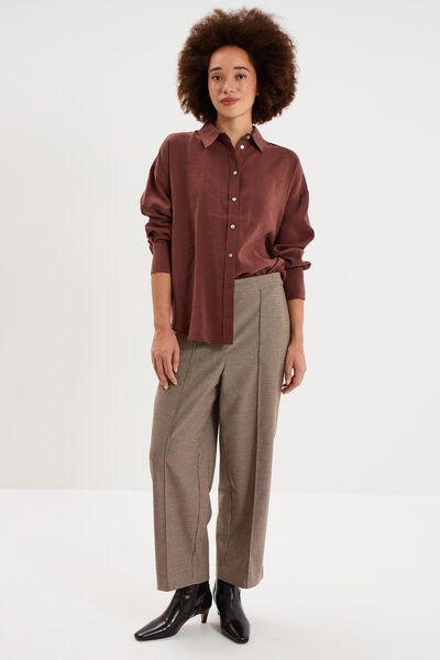 Chemise fluide manches longues oversize bordeaux femme