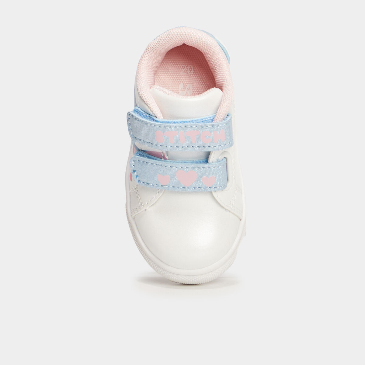 Tennis basses &agrave; scratchs Stitch blanc b&eacute;b&eacute; fille