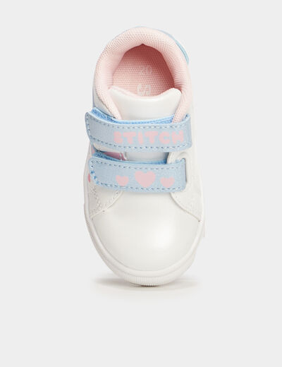 Tennis basses à scratchs Stitch blanc bébé fille