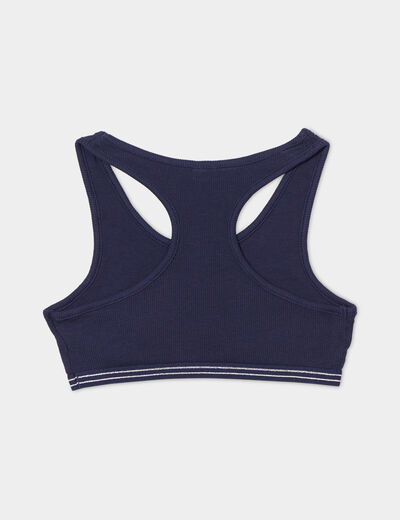 Lot 2 brassières effet côtelé coton bleu marine fille