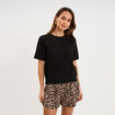 Pull manches courtes col rond noir femme