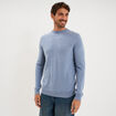Pull col rond manches longues bleu gris homme