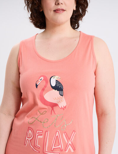 Chemise de nuit courte sans manches vieux rose femme grande taille