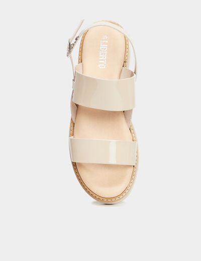 Sandales brides vernies cuir Liberto sable femme