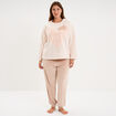 Ensemble pyjama effet velours 2 pi&egrave;ces creme femme grande taille