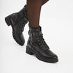 Bottines croco crant&eacute;es avec boucles noir femme