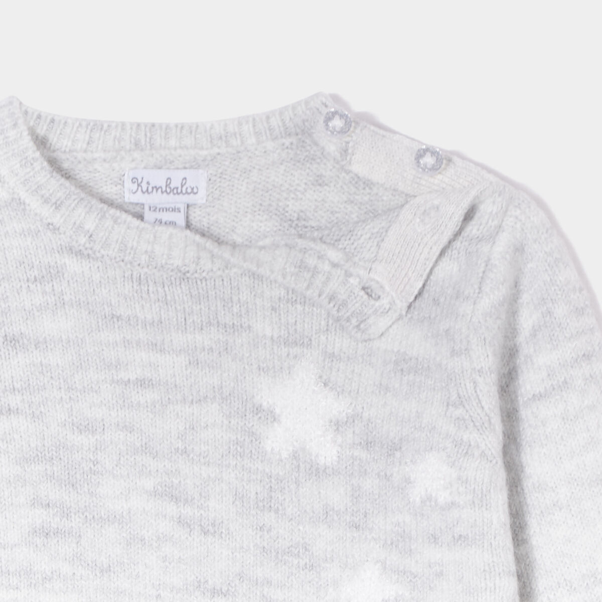 Robe pull épaule boutonnée Kimbaloo gris clair bébé fille