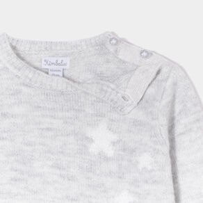 robe pull epaule boutonnee kimbaloo gris clair bebef Robe pull épaule boutonnée Kimbaloo gris clair bébé fille