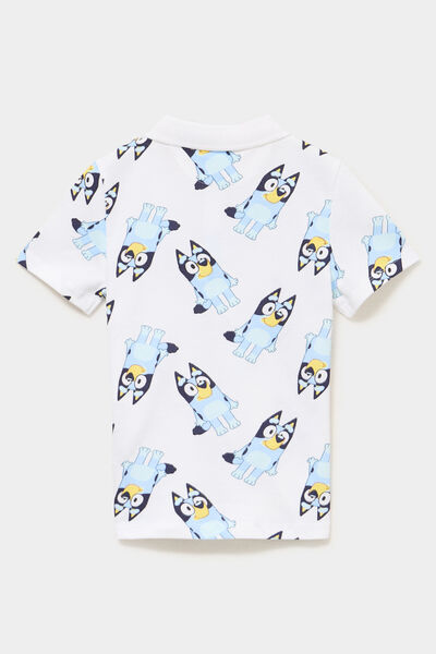 Polo manches courtes coton Bluey blanc gar&ccedil;on