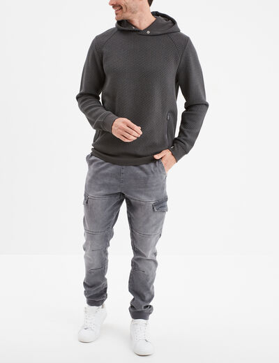 Sweat à capuche hoodie 2 poches zippées vert kaki homme