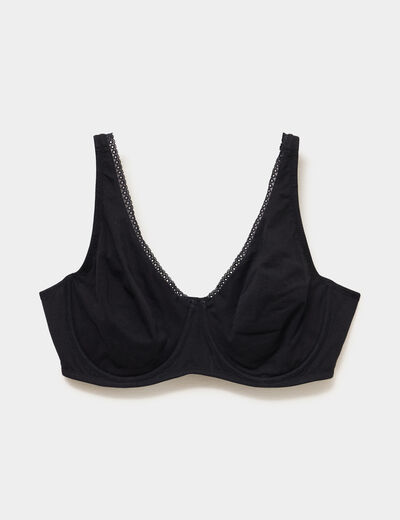 Soutien-gorge foulard coton majoritaire noir femme grande taille